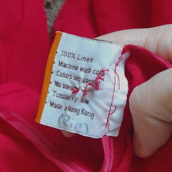 Fridaze Women's Size Small 100% Linen Solid Red Flowy Blouse Button up Top - Picture 6 of 11